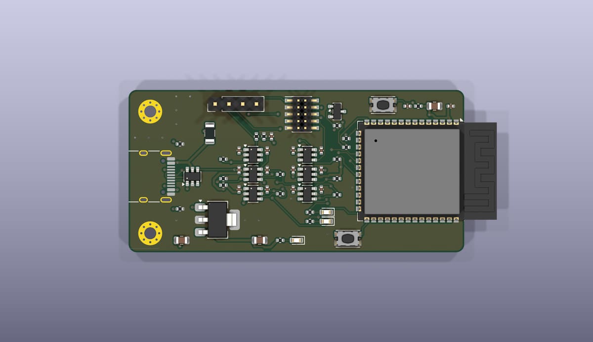 Top side of the EoS Probe S3, rendered from its KiCad 3D model