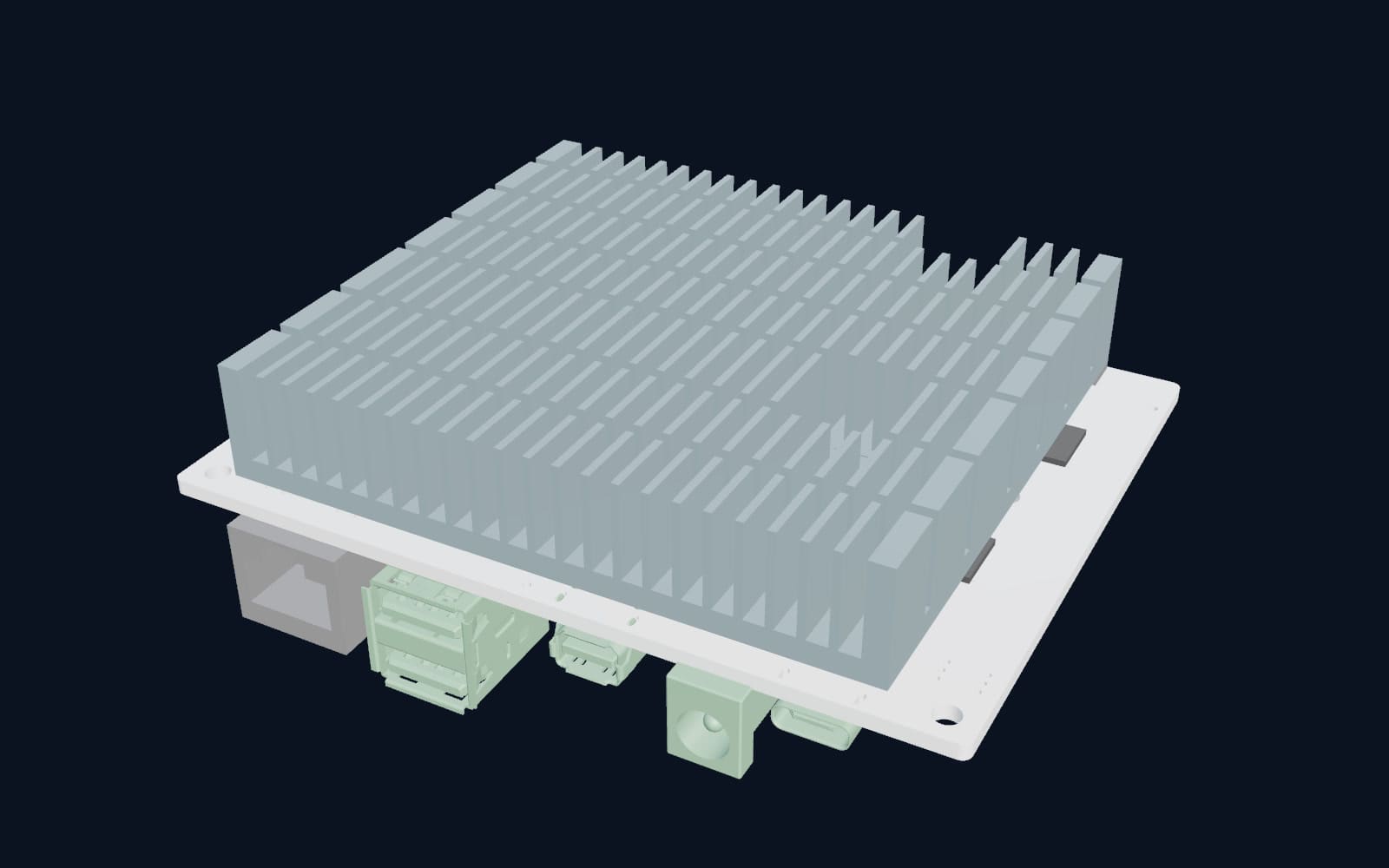 3D STEP model of the BeagleBone AI-64 with its heatsink and connectors