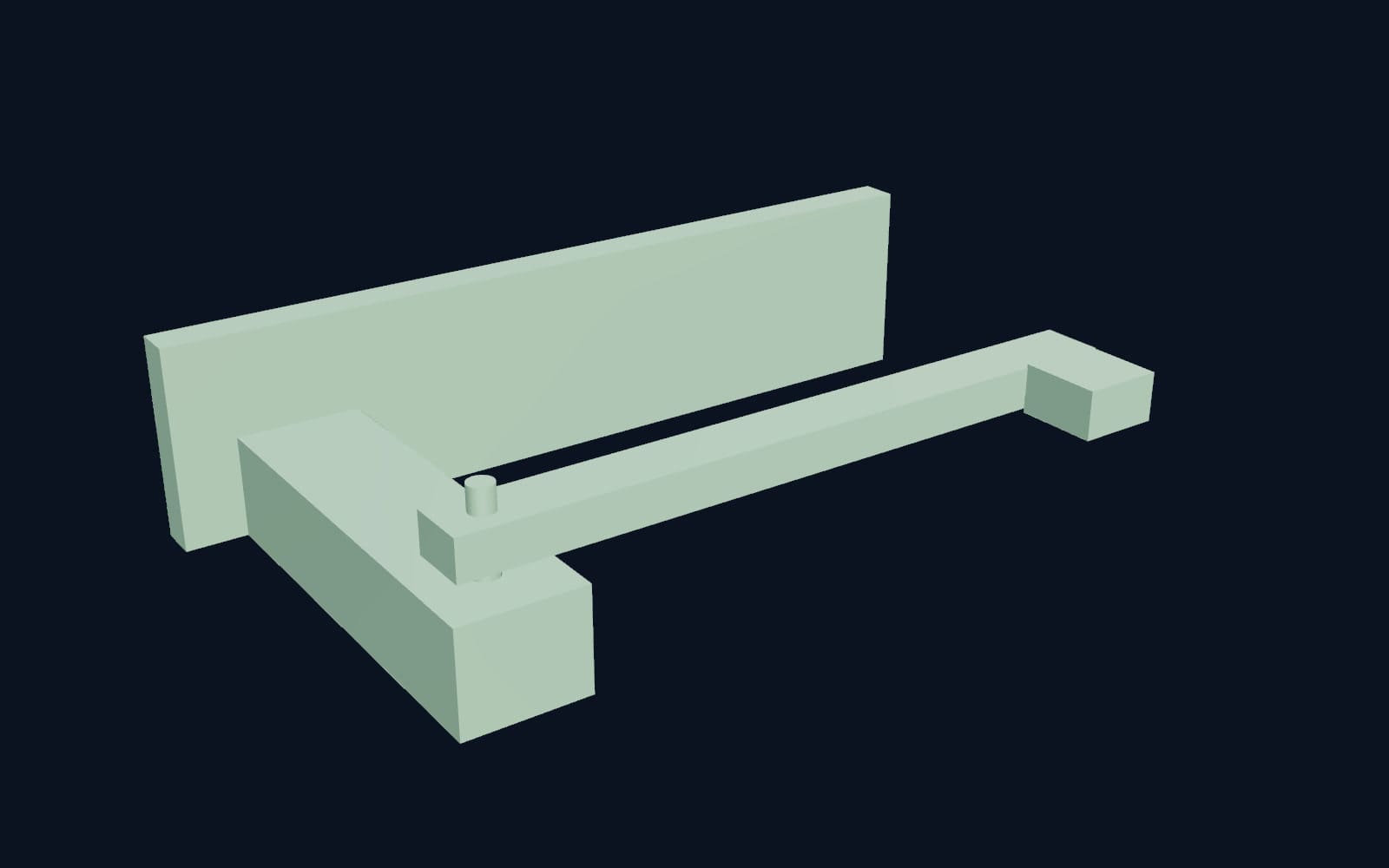 3D model of the robotic joint dataset item: base, motor block, arm, pin and payload