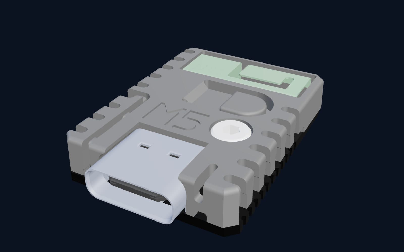 3D STEP model of the M5Stack Stamp-S3 module with its USB-C connector